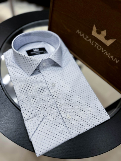 Рубашка Mazaltovman Белая в крапинку притал короткий рукав